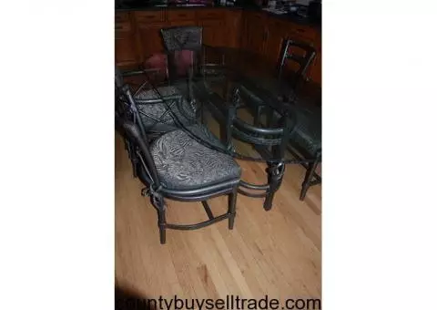 Dining room table, chairs and serving t