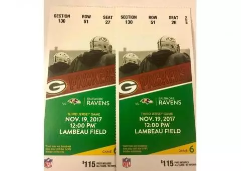 Packers vs Ravens tickets